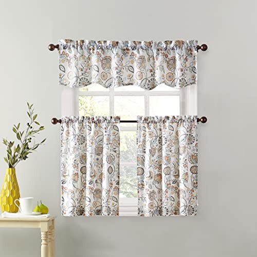 Signy Jacobean Pattern Semi-Sheer 54"W x 14"L (Pack of 1) White Traditional gallery