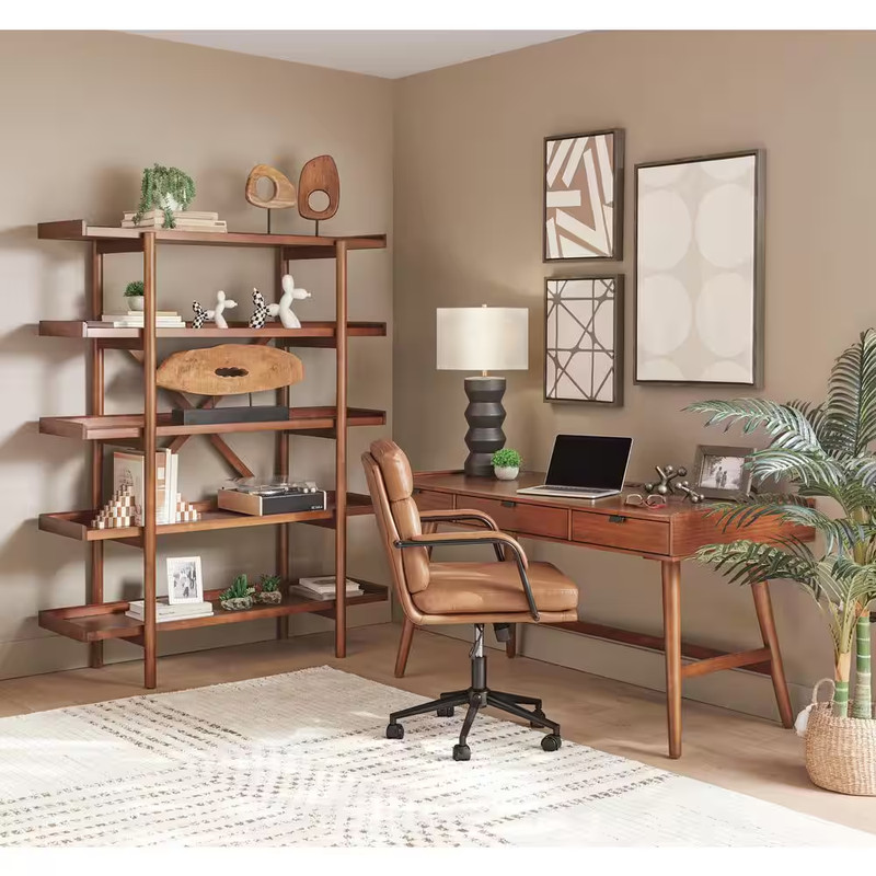 Lyncott 60 In. Rectangular Brown Wood Desk with 3 Drawer gallery