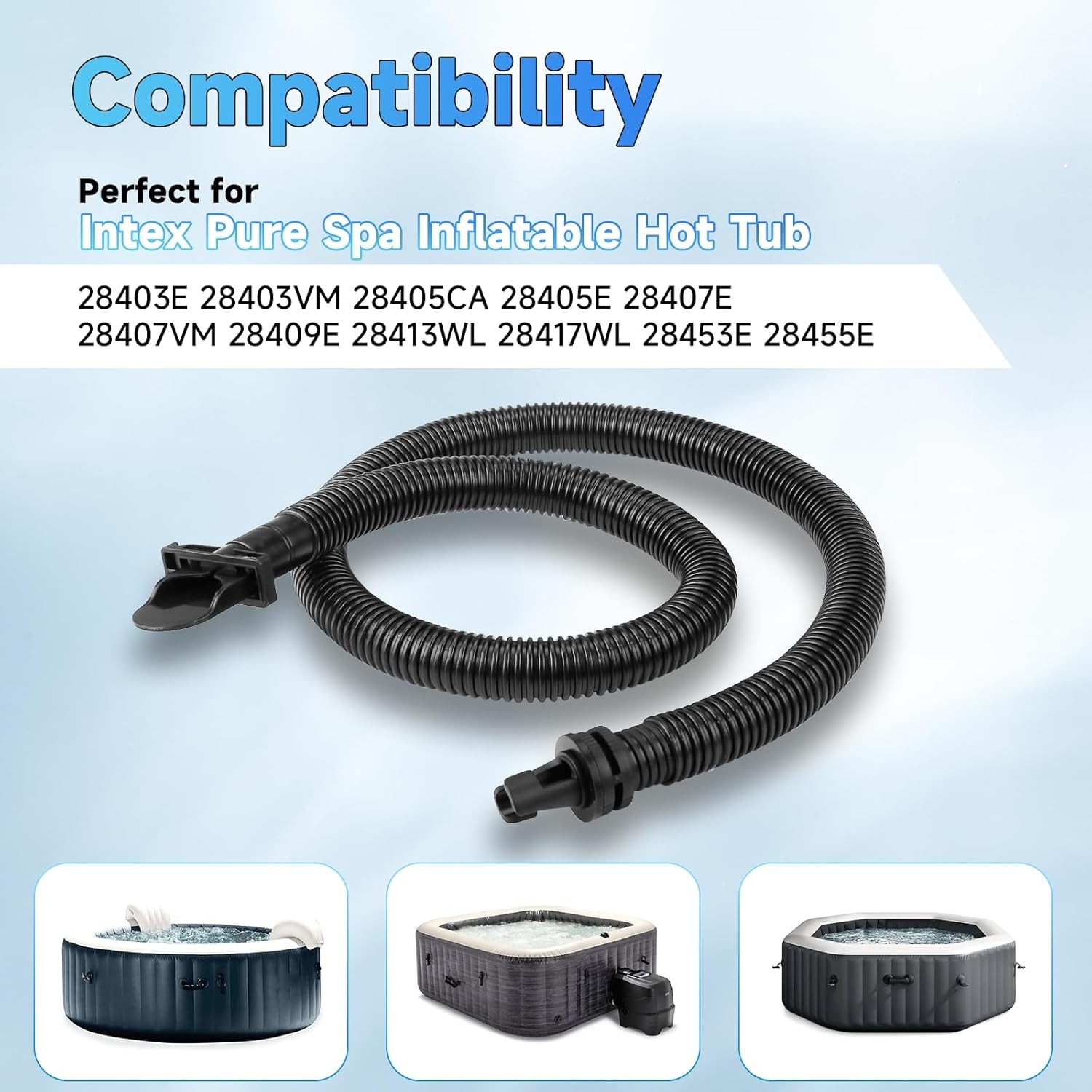 11830 Spa Cover Inflation Hose for Intex - Hot Tub Air & Adapter Blue gallery