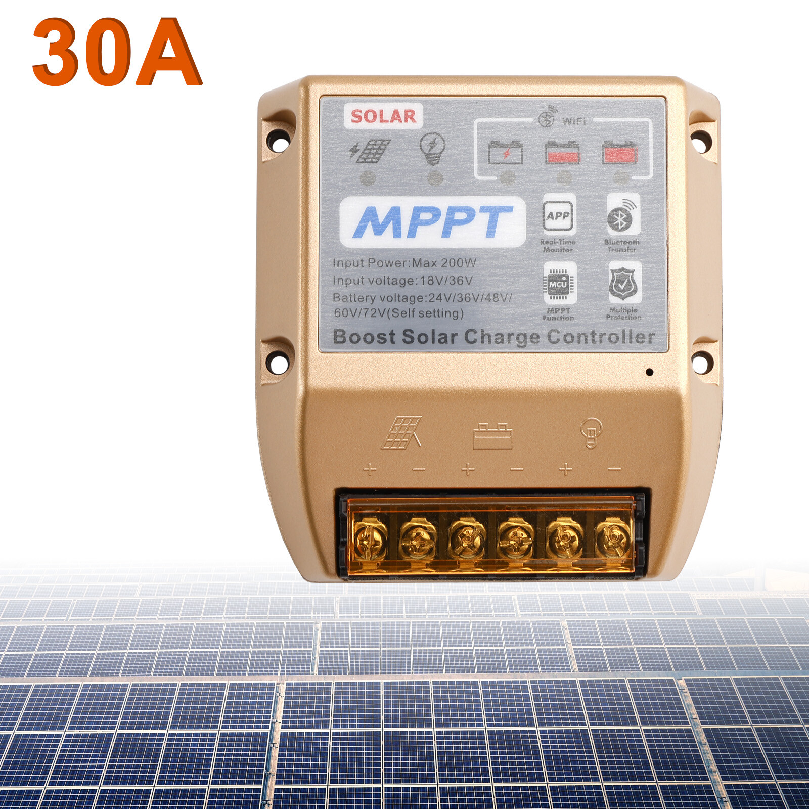 30A Boost MPPT Solar Controller 24-72V Solar Electric Vehicle Charger MobileAPP gallery