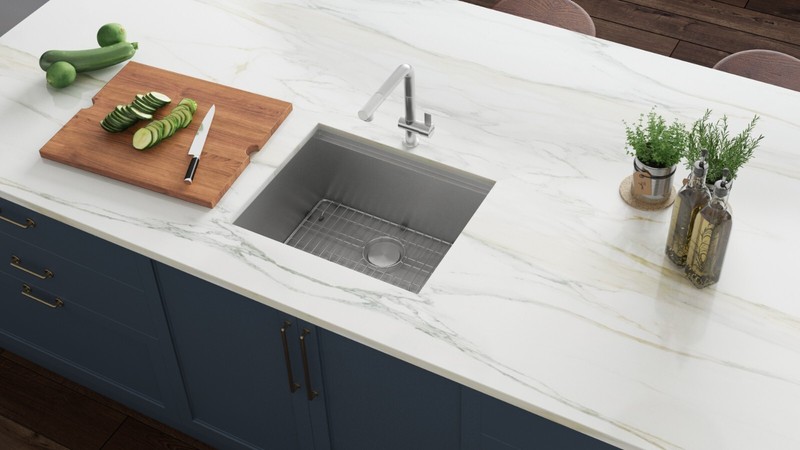 Ruvati 23″ Workstation Ledge Bar Prep Kitchen Sink 16 Gauge Single Bowl– RVH8308 gallery