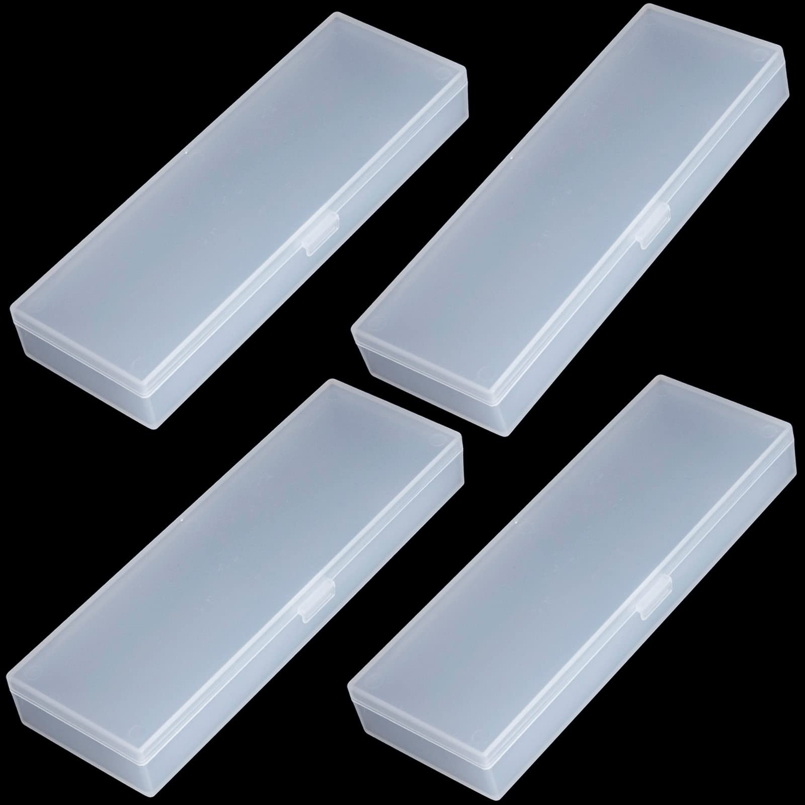 Qeuly 4 Pack 7.2" x 2.5" x 0.98" Small Rectangle Plastic Case Translucent gallery