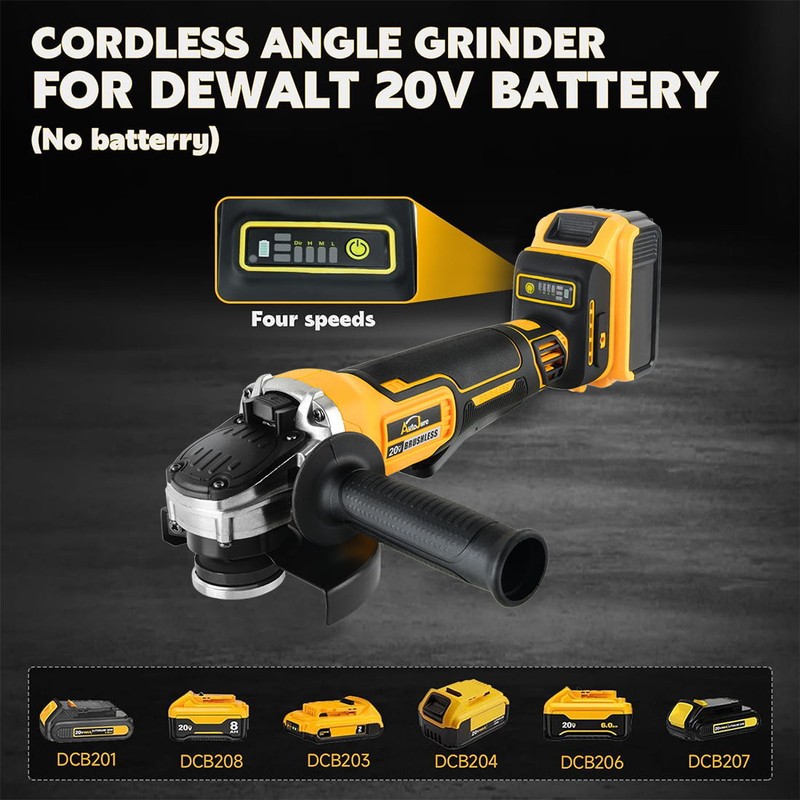 Cordless 4-1/2 Power Angle Grinder for Dewalt 20V Max Battery Brushless 9000 RPM gallery