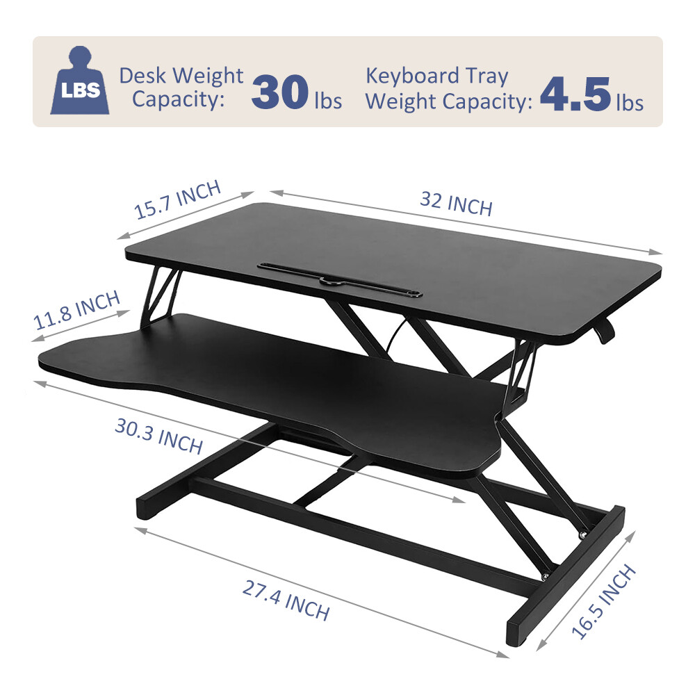 Desk Converter Height Adjustable Sit To Stand Riser Dual Monitor Workstation gallery