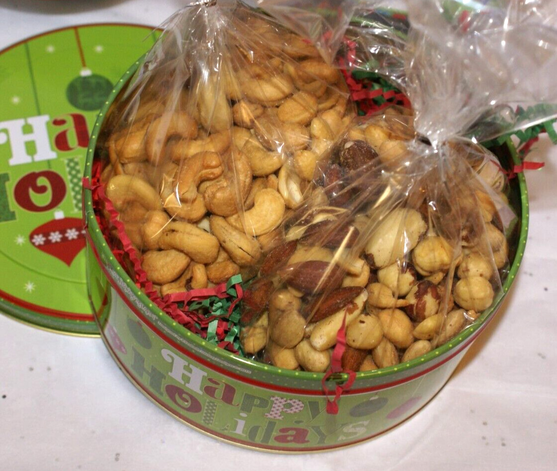 Nuts & Chocolate Covered Nuts Christmas Birthday Gift Tin Box Select Var 14 OZ gallery