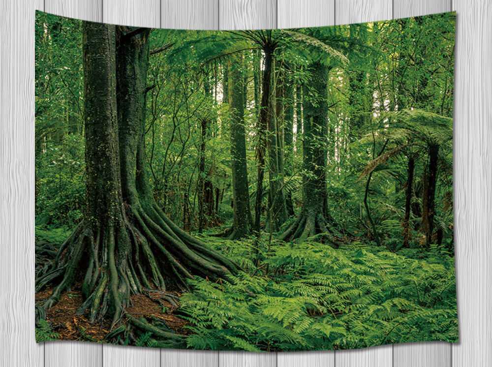 Tropical Rainforest Green Plants Large Tapestry Wall Hanging Poster Background gallery