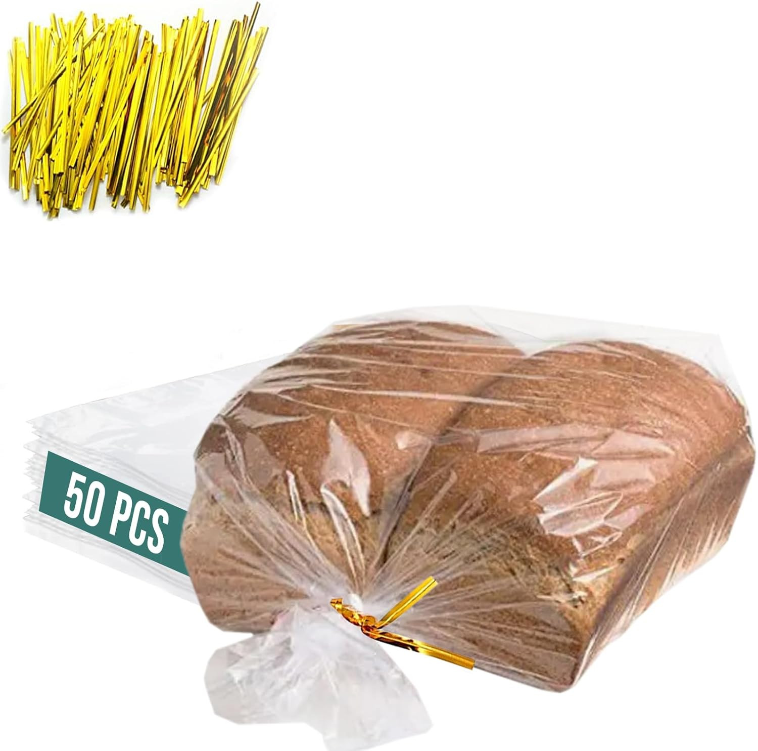 Reusable Plastic Bread Bags for Homemade 10X22"- Clear Bag with Ties for an Airt gallery