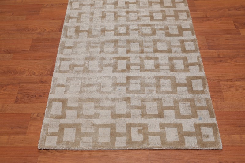 3’ x 5' Handmade Bamboo silk loop & cut pile Traditional Oriental Area rug Beige gallery