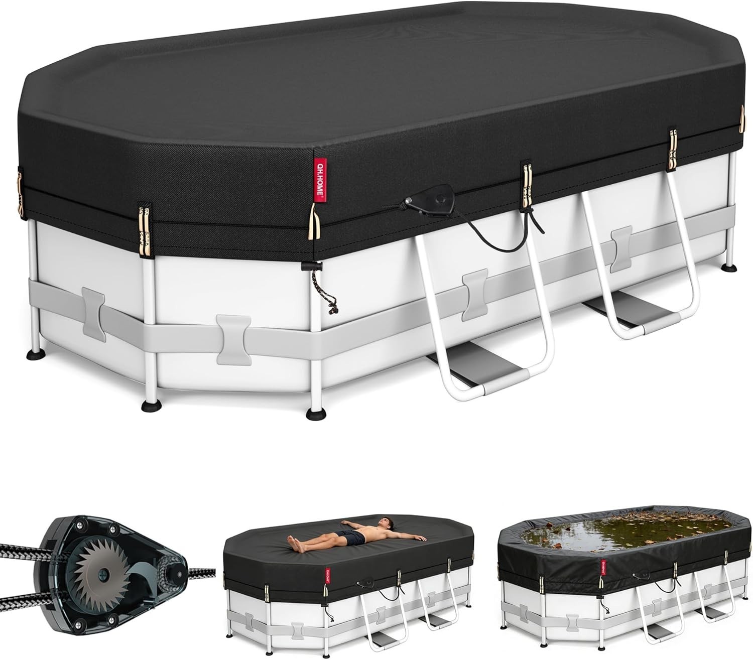 10x16FT Oval Pool Cover Windproof Tear Resistant Solar Cover for Above Ground Po gallery