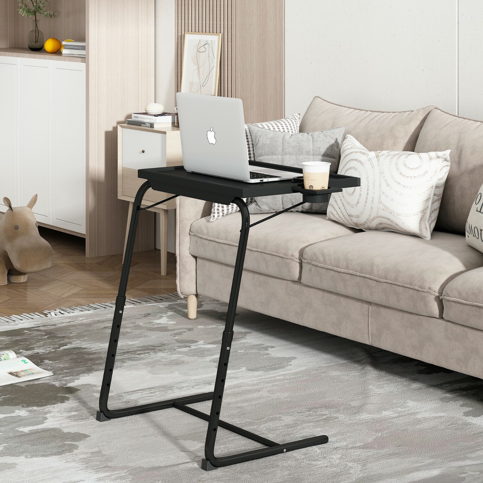 Portable Height Adjustable Laptop Table TV Tray Desk Overbed Stand w/Cup Holder gallery
