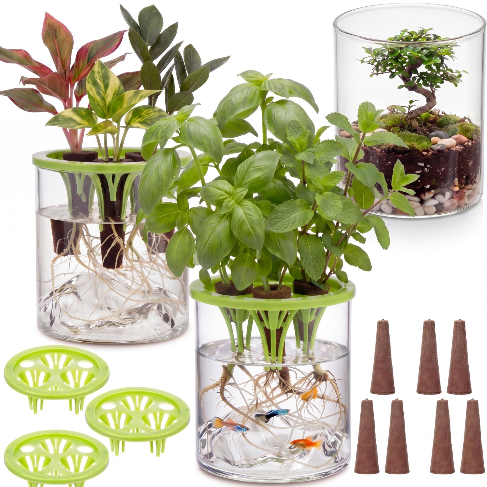 3 Sets Hydroponic Planter Pot Kit Plant Propagation Station Vase Terrarium Gl... gallery