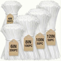Cable Zip Ties,600 Piece Self-Locking Nylon 4/6/8/10/12 Inch 600 Piece, White
