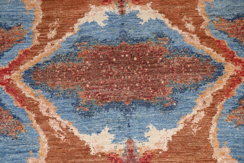 Modern Rust Wool Abstract Oriental Area Rug Hand-made Contemporary Carpet 6x8 gallery
