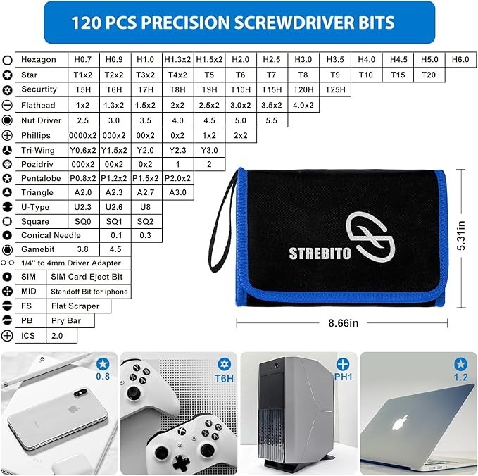 STREBITO Electronics Precision Screwdriver Sets 142-Piece with 120 Bits Magnetic gallery