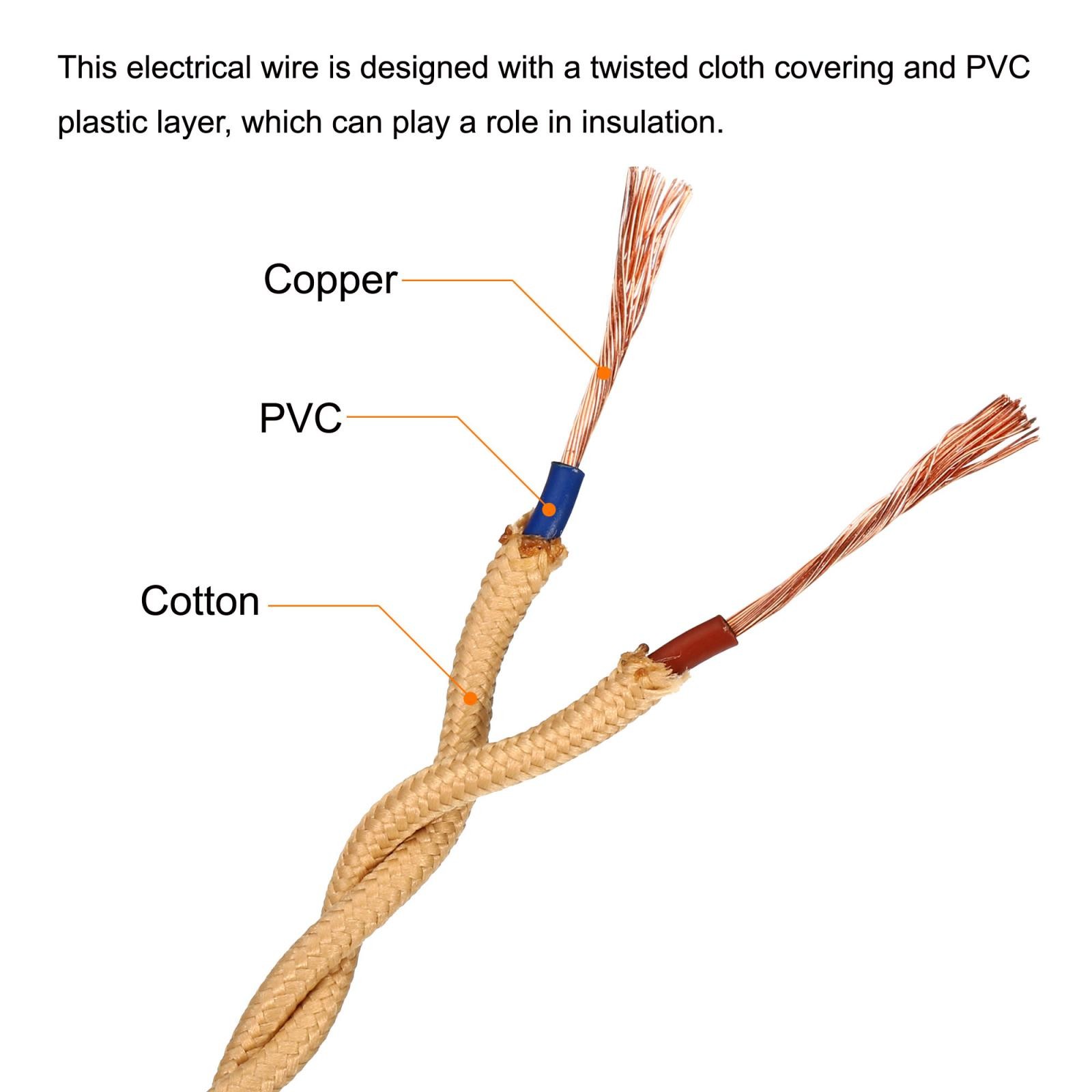 Twisted Cloth Covered Wire 2 Core 18AWG 10m/32.8ft,Electrical Cable,Flaxen gallery