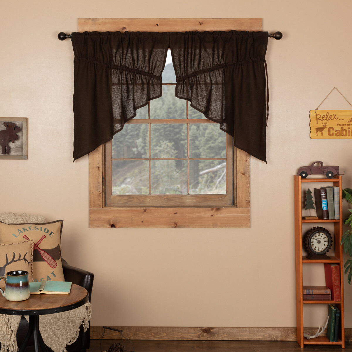 Burlap Chocolate Prairie Swag Cotton Country Primitive Solid Brown Rustic VHC gallery