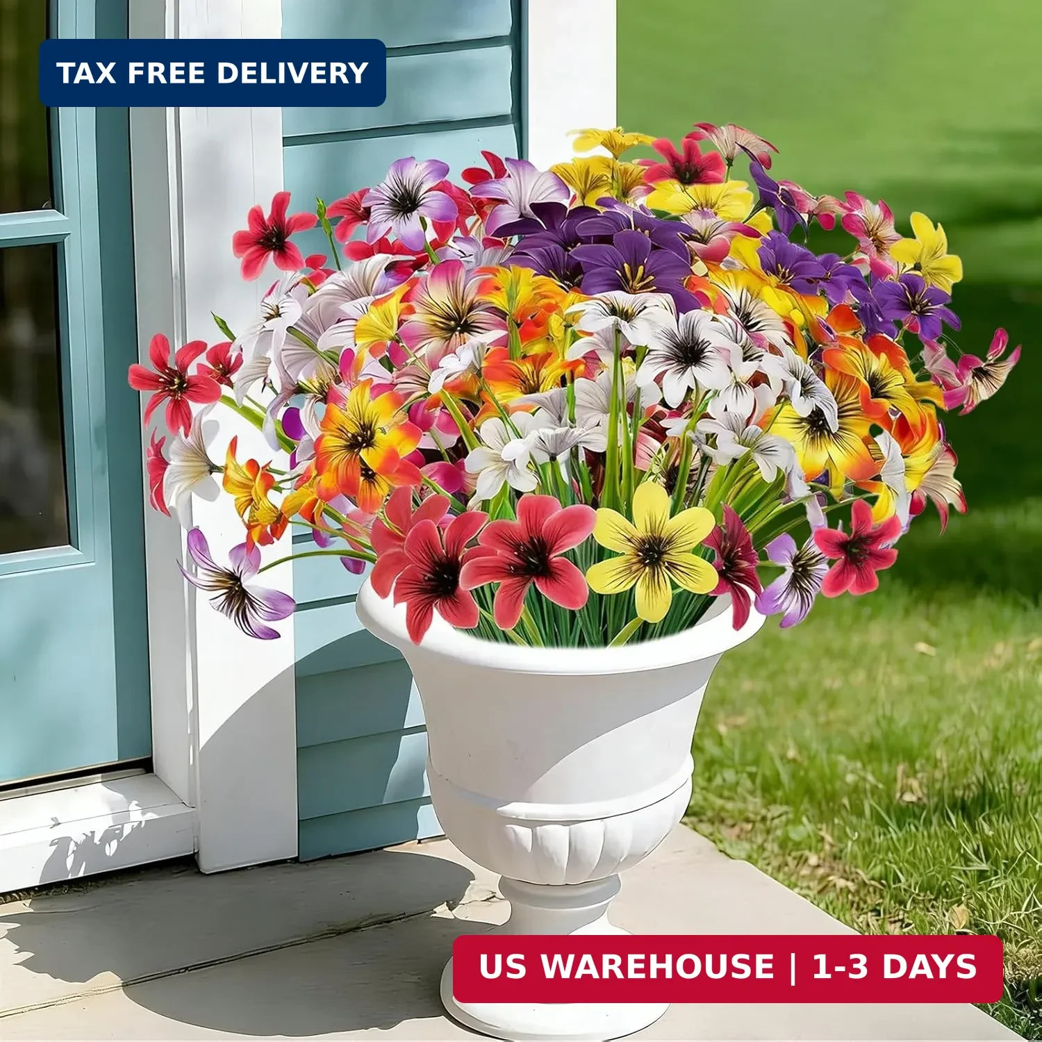 16 Pcs Artificial Flowers for Outdoors, UV Resistant Fake Pansy Silk Flowers, Re gallery