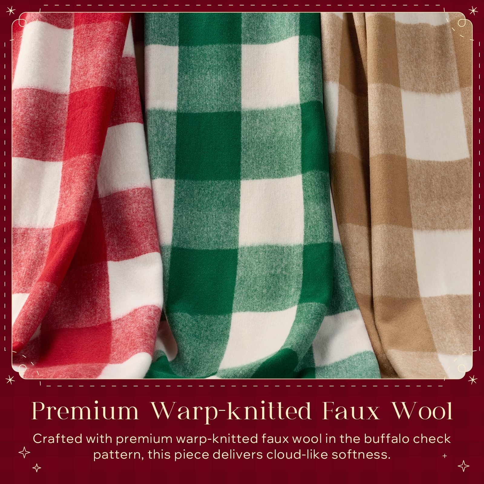 Phantoscope Christmas Throw Blanket, Premium Faux Wool Buffalo Check Blanket ... gallery