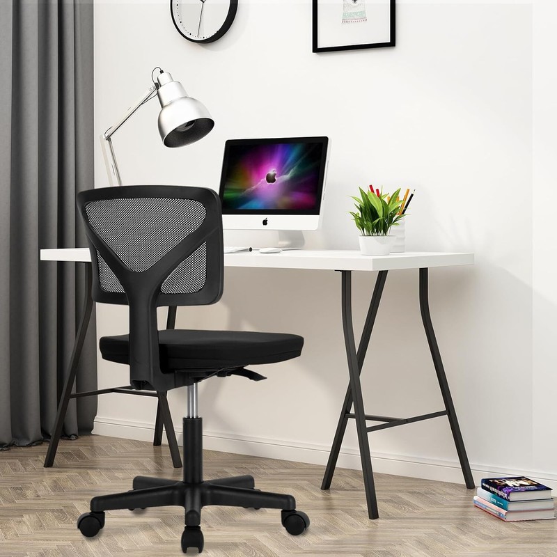 Armless Mesh Computer Chair Ergonomic Adjustable Height Home Office Desk Chair gallery