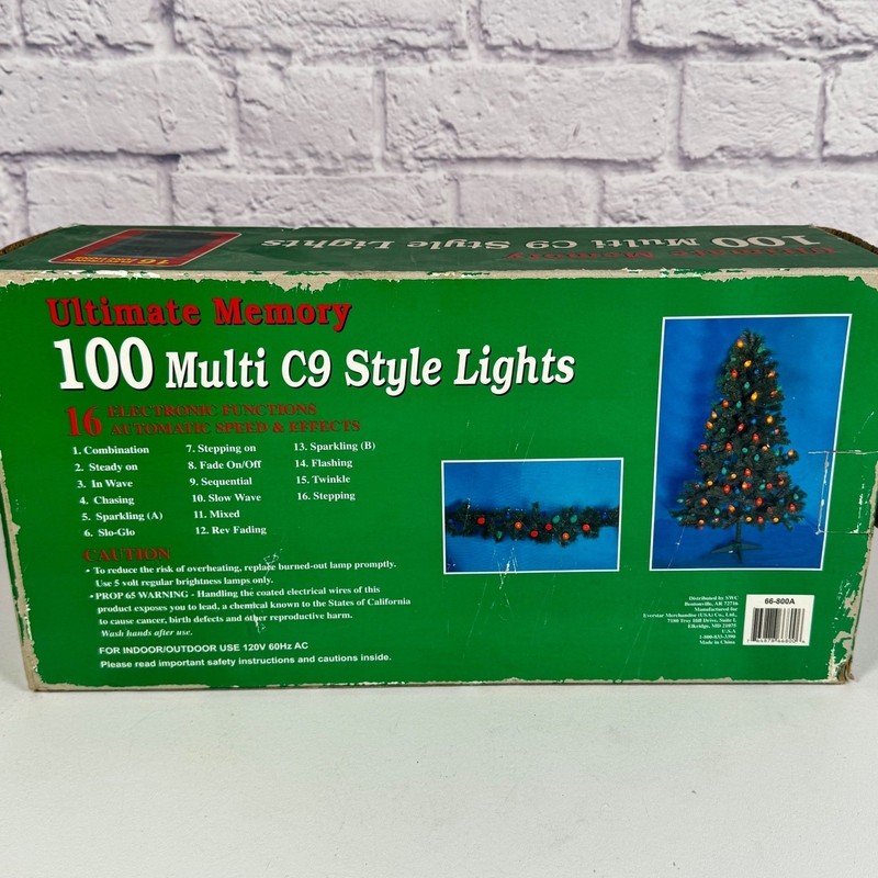 Ultimate Memory 100 Multi C9 Style Lights 16 Functions 44ft Christmas NOS New gallery