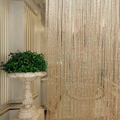 Gold Tassel String Door Curtain Beads Room Divider Crystal Fringe Window Panel gallery