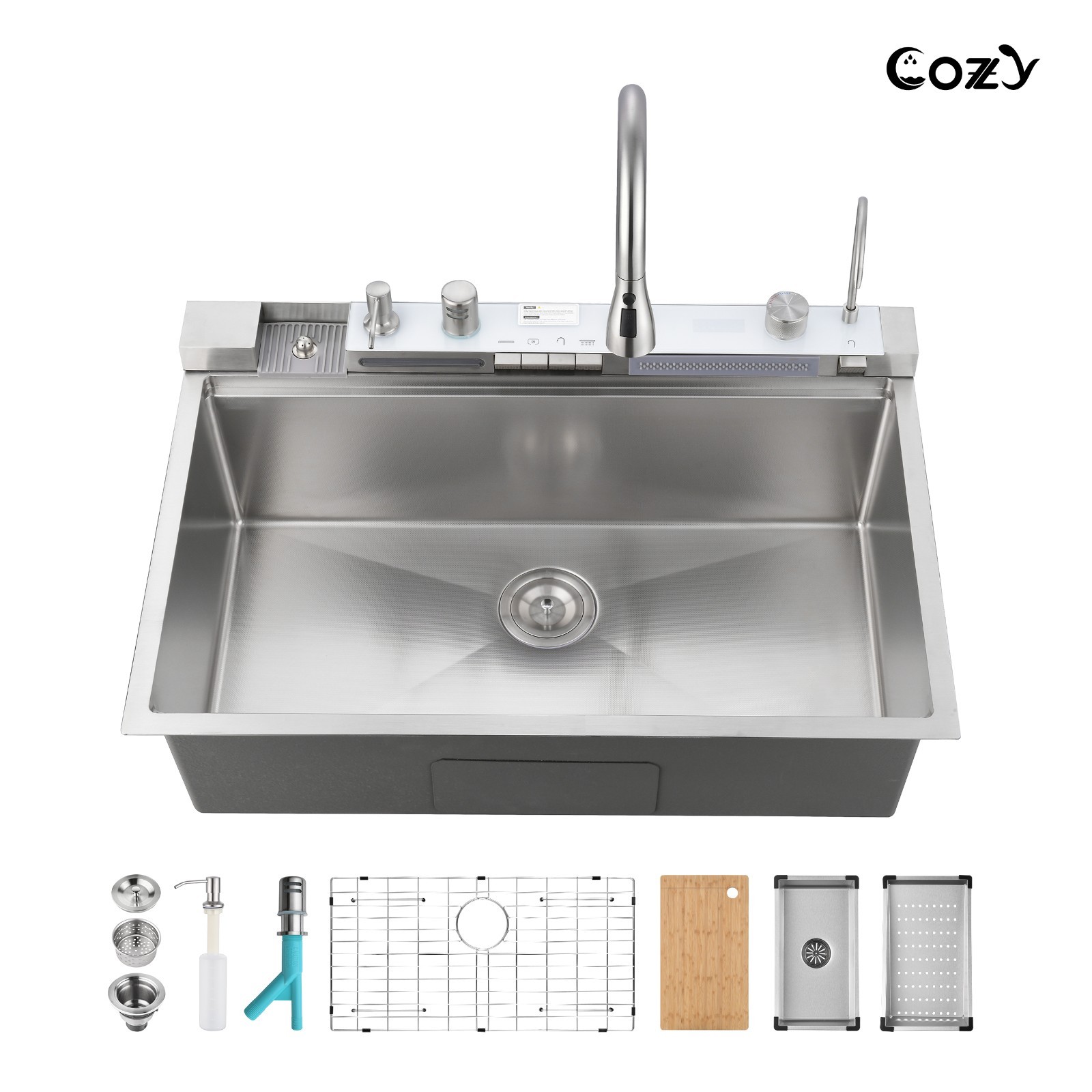 Cozy 33x22" Multifunctional Overmount Sink Faucet Combo Brush Nickel NEW MODEL gallery
