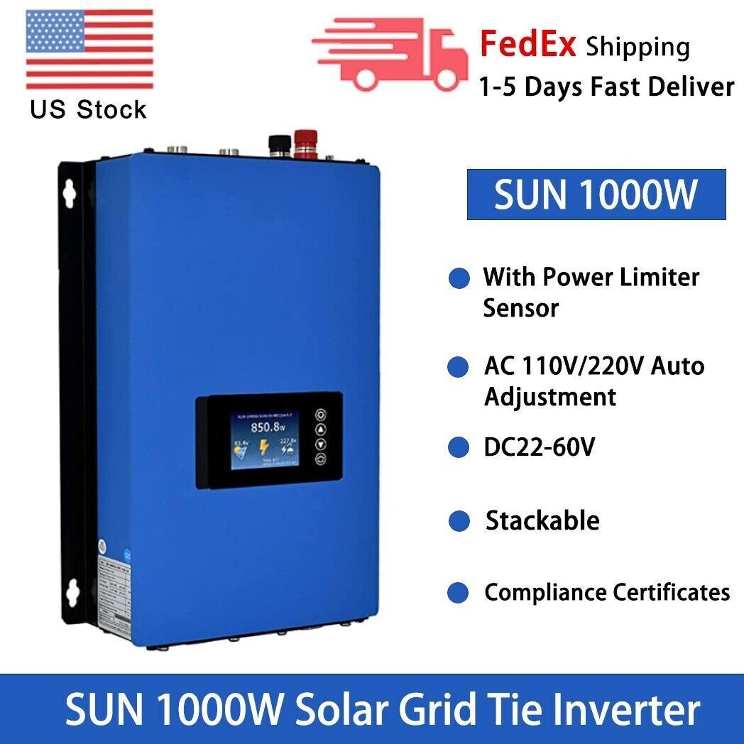 1000W Solar Grid Tie Inverter w/Limiter MPPT Pure Sine Wave DC26-60V to AC110V gallery