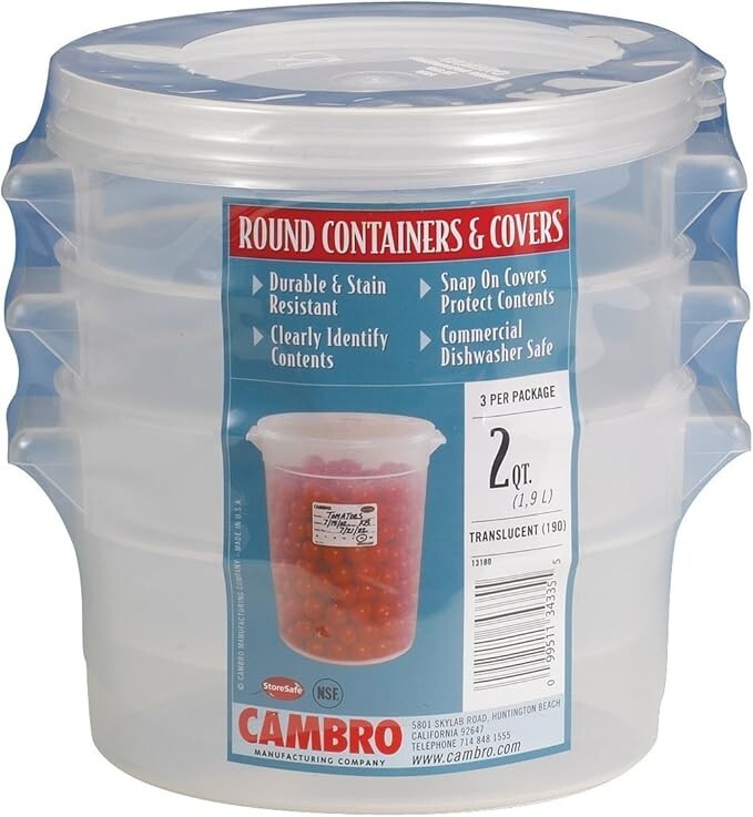 Cambro 2-Quart Round Food-Storage Container with Lid, Set of 3 – BPA-Free gallery