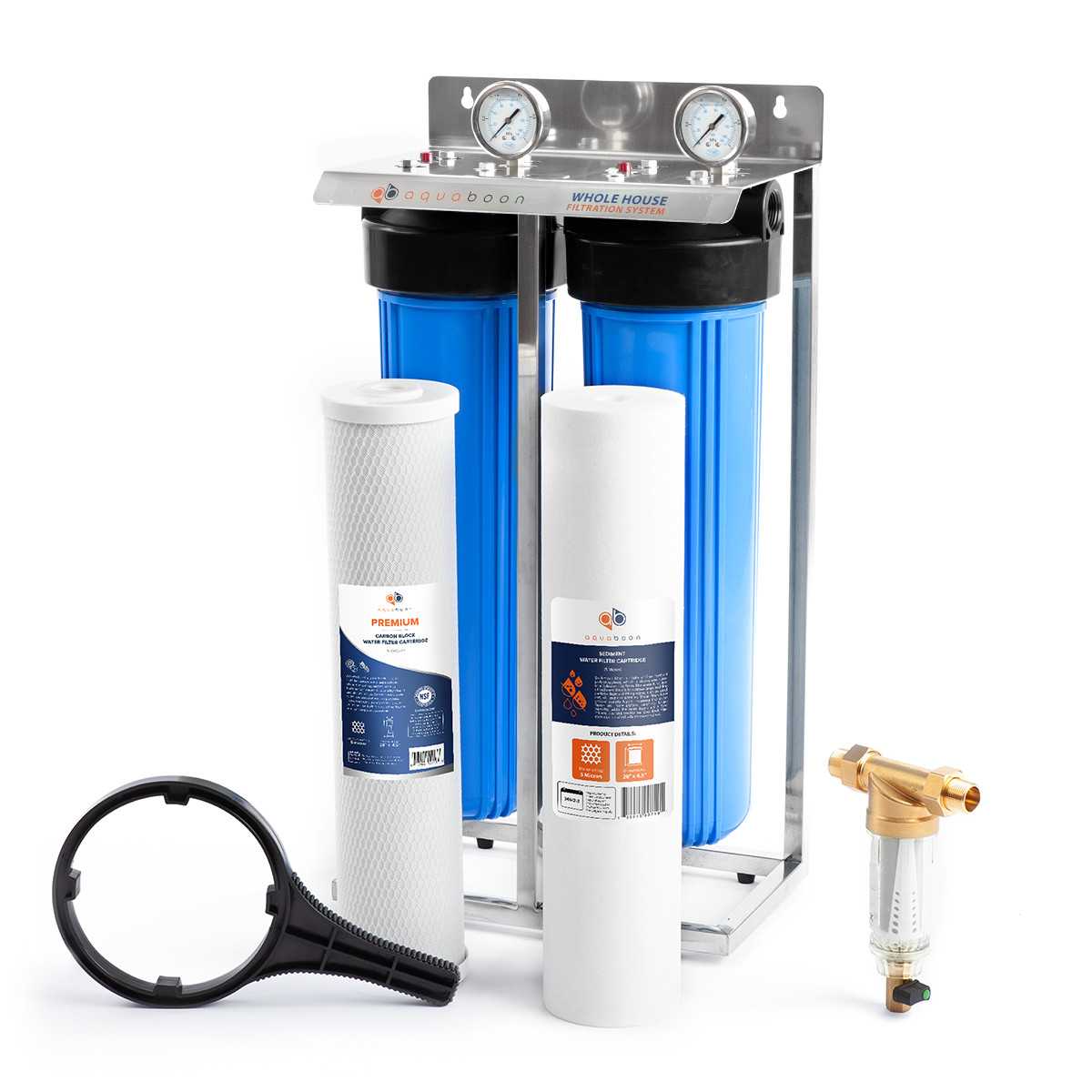 2-Stage 20" Whole House Filtration System by Aquaboon+Carbon+Sediment+Frame gallery