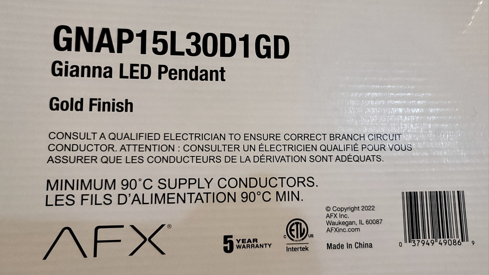AFX Lighting Gianna 27" LED Pendant, Gold/Frosted - GNAP27L30D1GD gallery