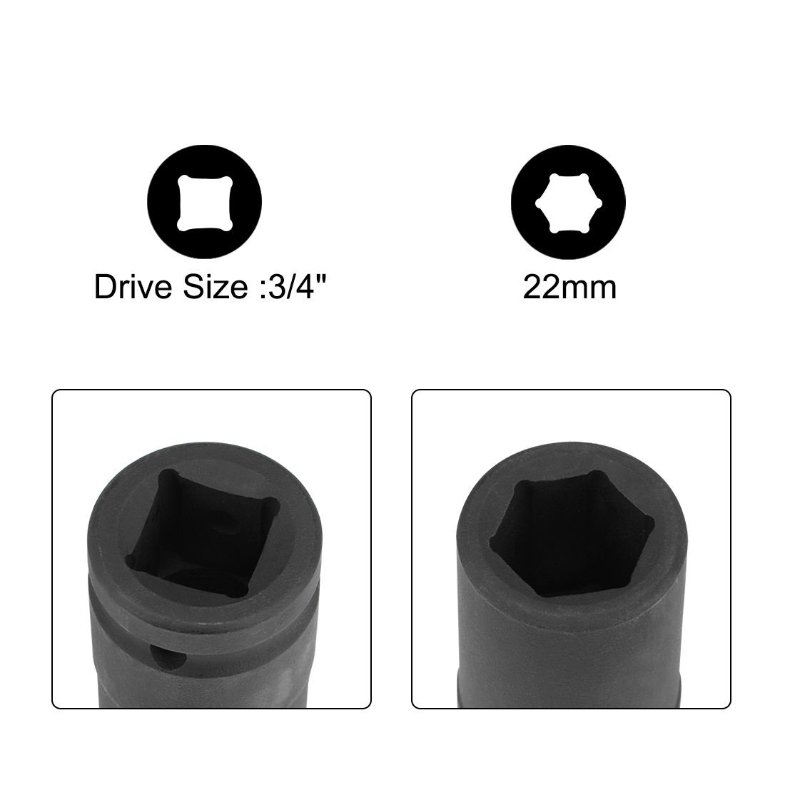 1PCS 3/4" Drive by 22mm Deep Impact Socket Alloy Steel gallery