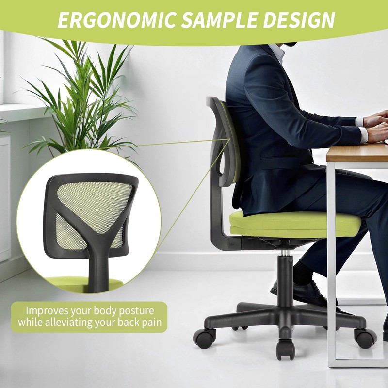 Ergonomic Low Back Computer Chair Adjustable Rolling Swivel Task Chair Green gallery