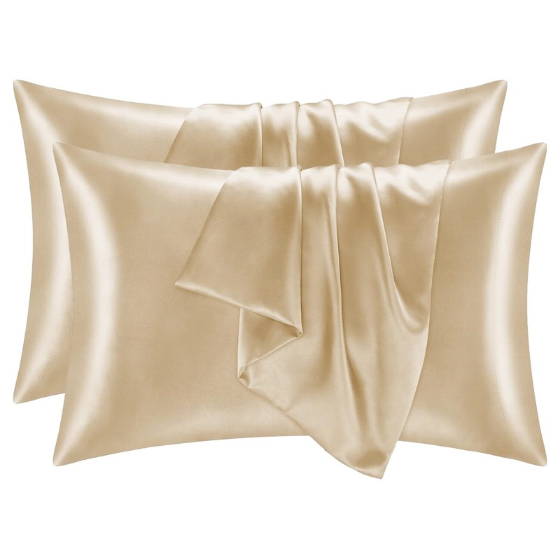 2PCS Luxurious Satin Silk Pillowcase Soft Bedding Standard 20"x26" Pillow Cover gallery