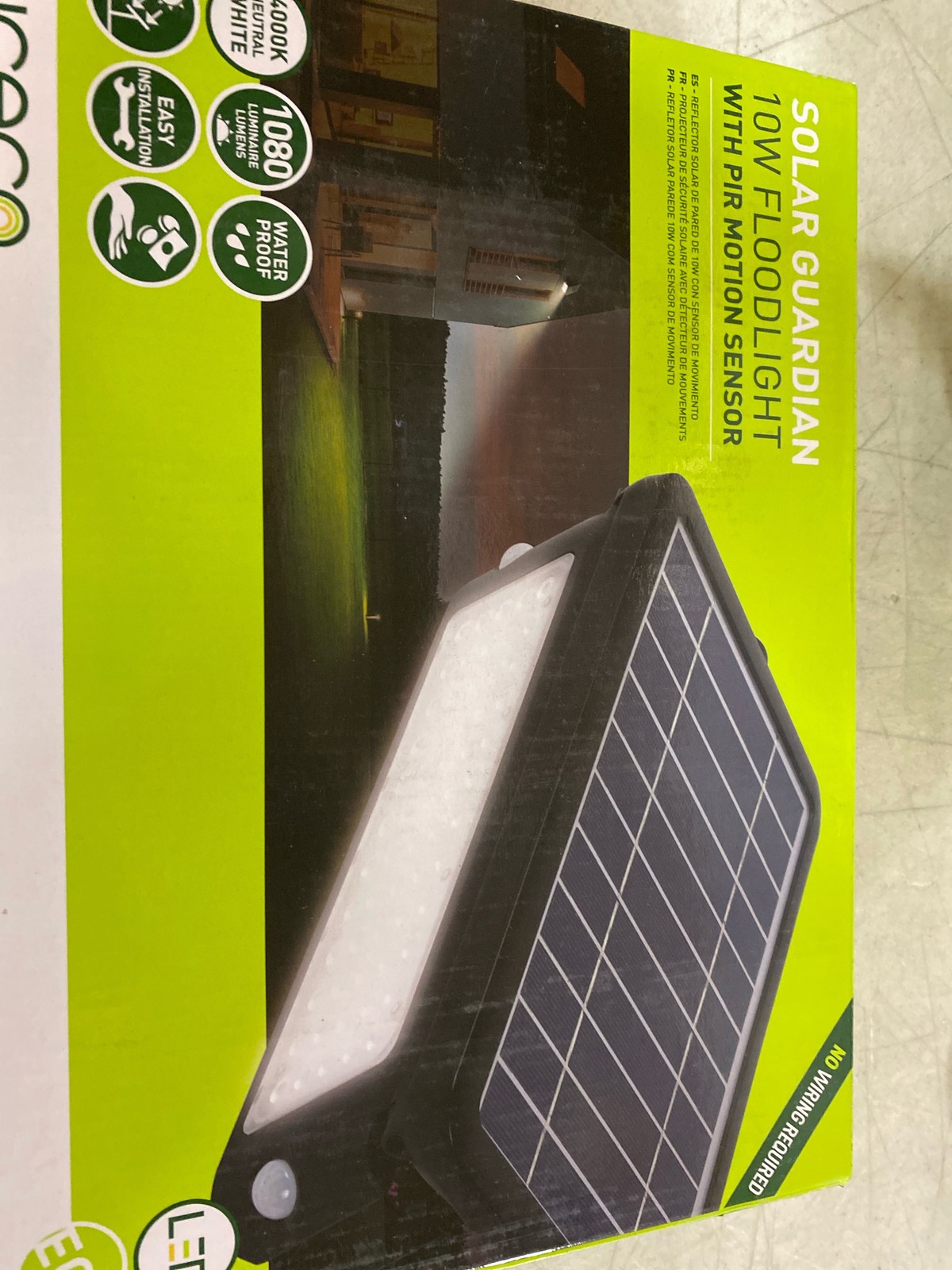 Luceco 10W Solar Guardian PIR Wall Light, 1080lm, 4000K, IP65, Black gallery