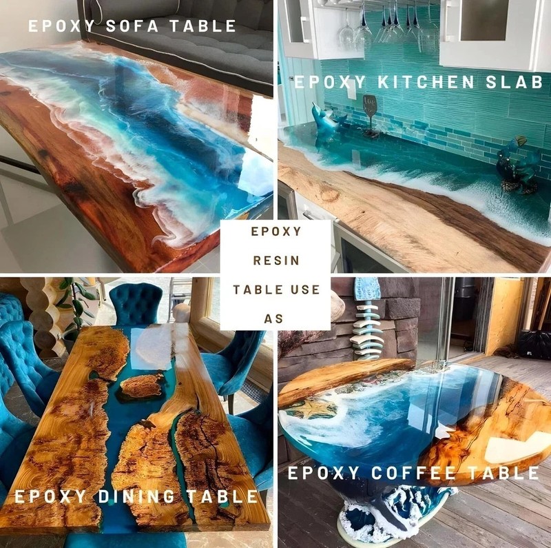Live Edge Walnut Epoxy Bar Table | Blue Wave Custom Kitchen Island Top gallery