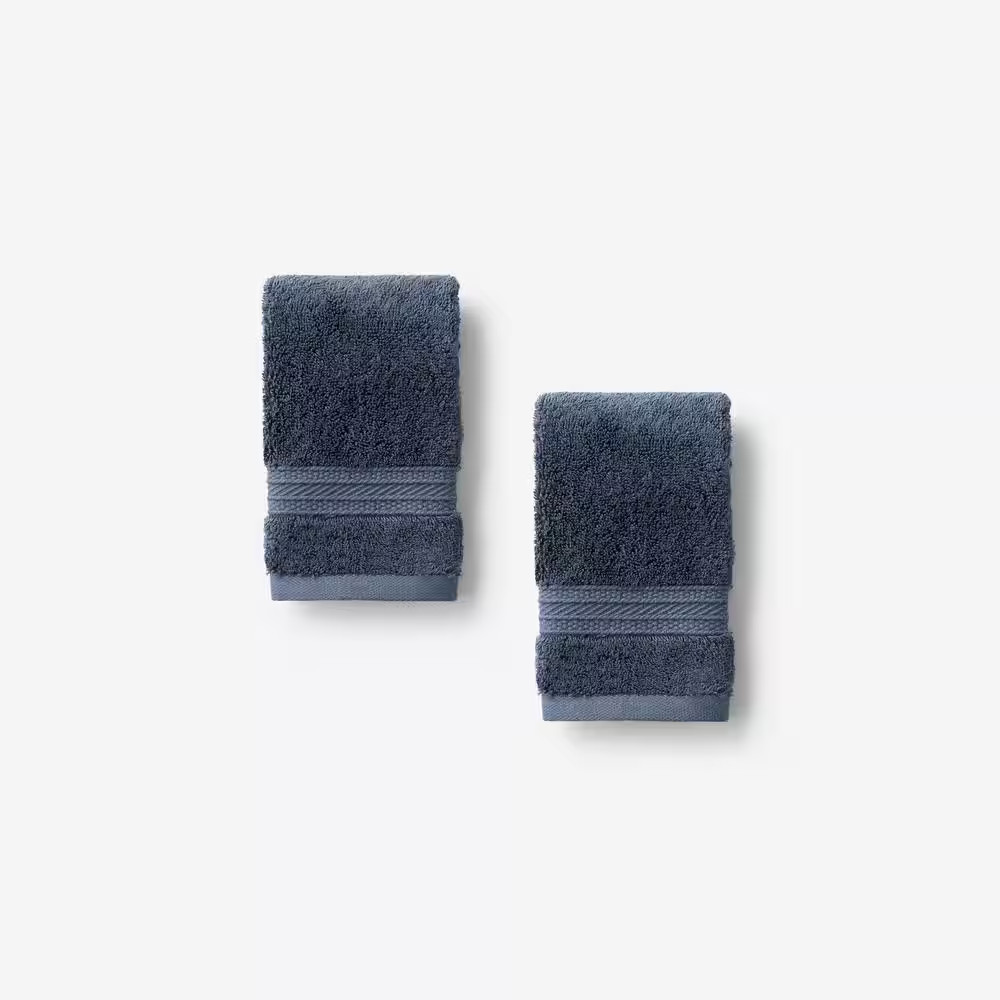 Cotton TENCEL Lyocell Sea Blue Solid Wash Cloth (Set of 2) gallery
