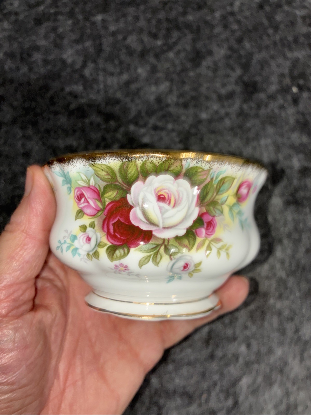 Royal Albert Celebration Open Sugar Bowl Bone China England Pink Red White Rose gallery