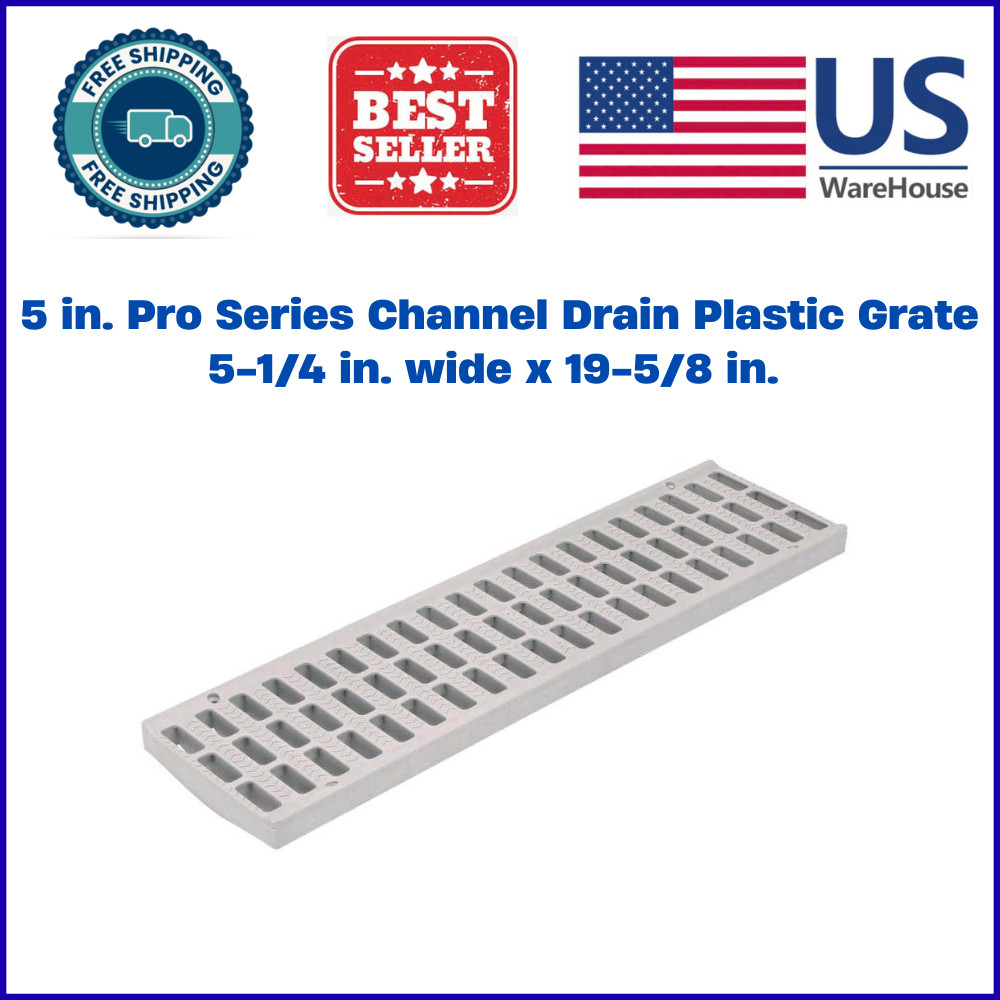 Plastic Drain Grate 5 In Pro Series Channel 5-1/4 In Wide X 19-5/8 In Long Gray gallery