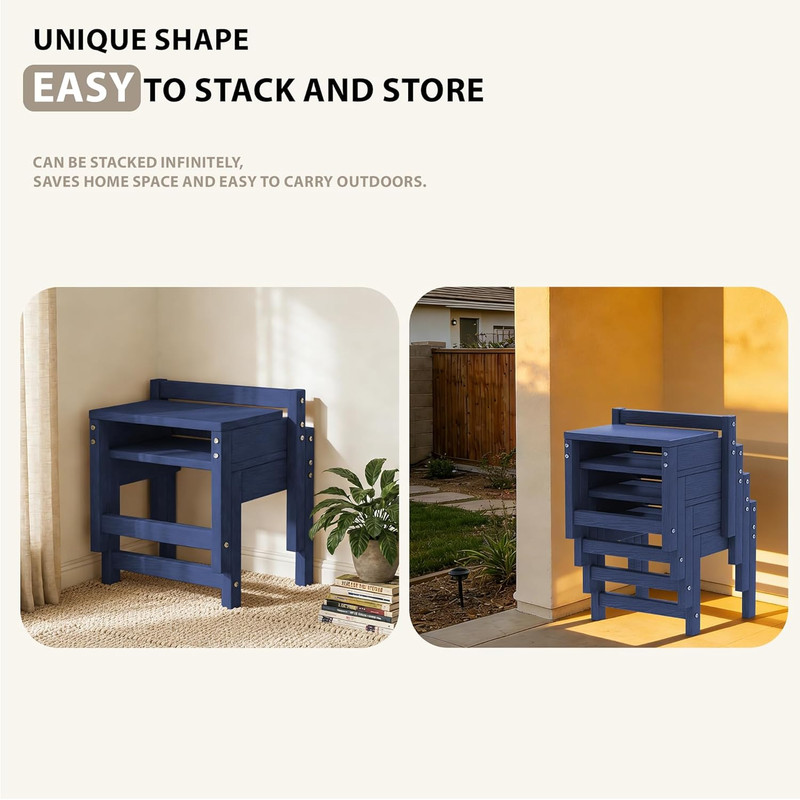 Stackable HDPE Foot Stool - All-Weather Indoor/Outdoor Seating for Patio, Living gallery