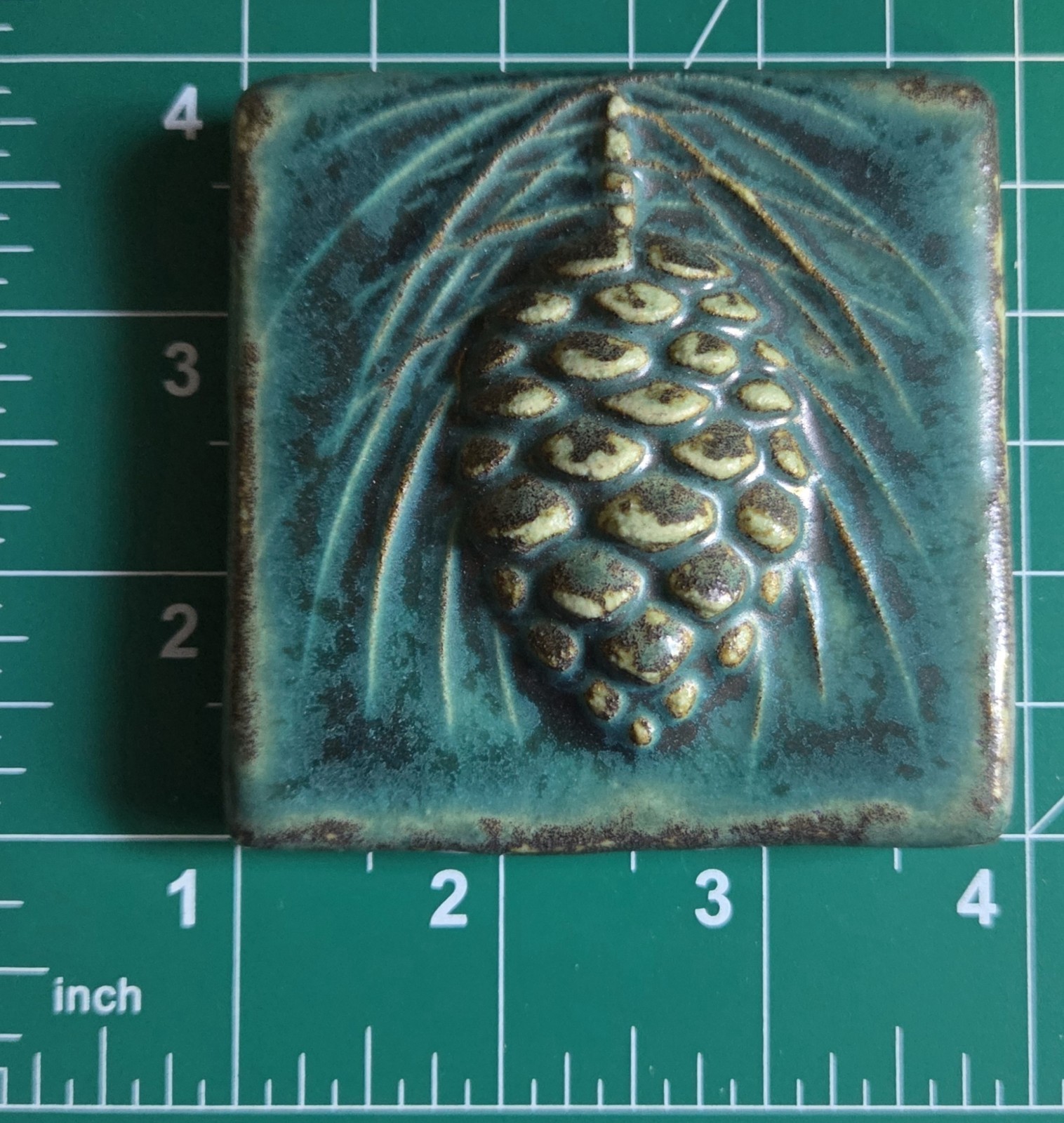 Pewabic Pottery Pinecone Leaf Tree Art Tile Arts & Crafts Mission gallery