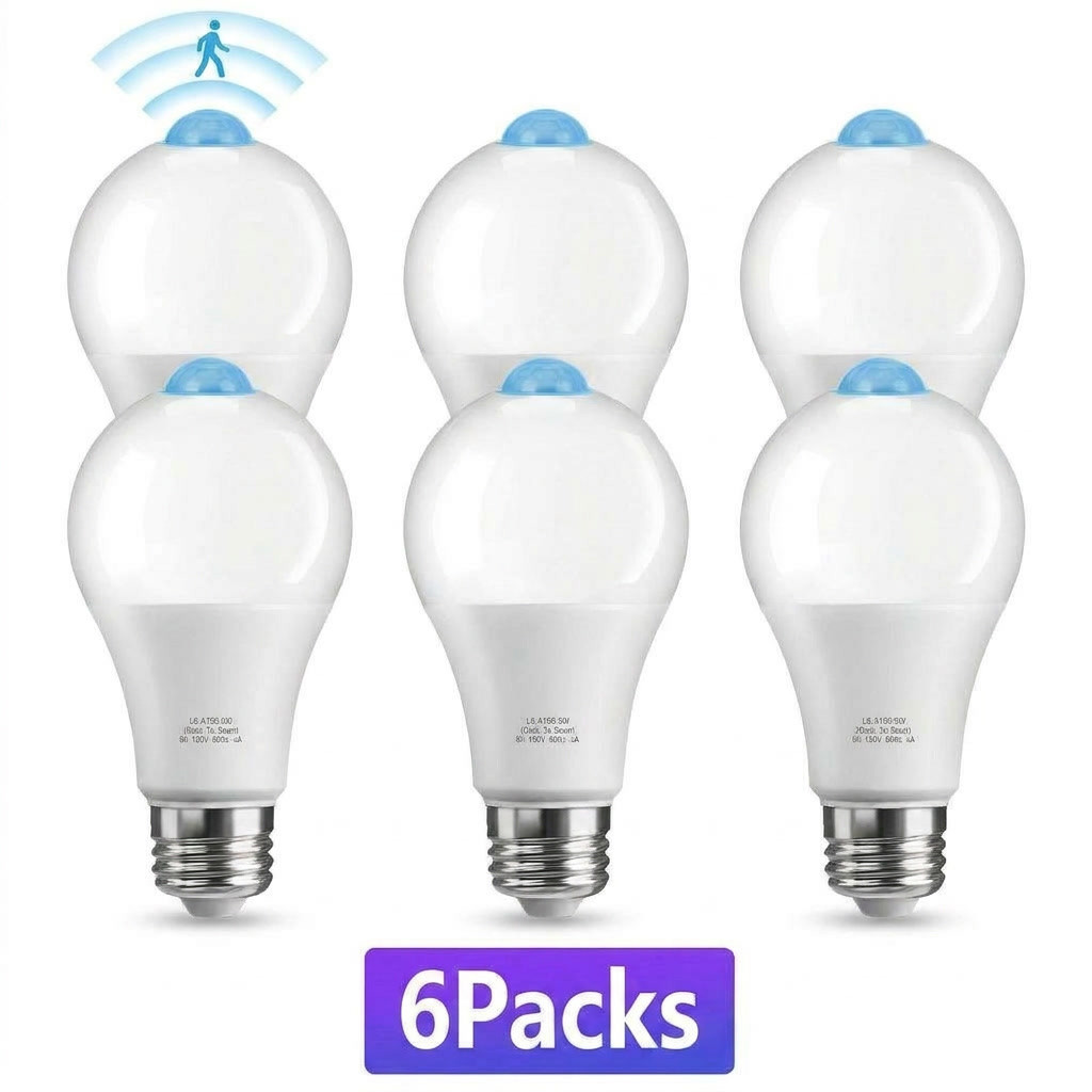 6-Pack Motion Sensor Light Bulb Dusk to Dawn LED 9W (60W Eq) E26 PIR Security gallery