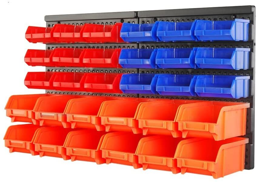 HORUSDY Storage Bins Parts Rack 30PC Garage Plastic Shop Tools Wall Mounted Gift gallery