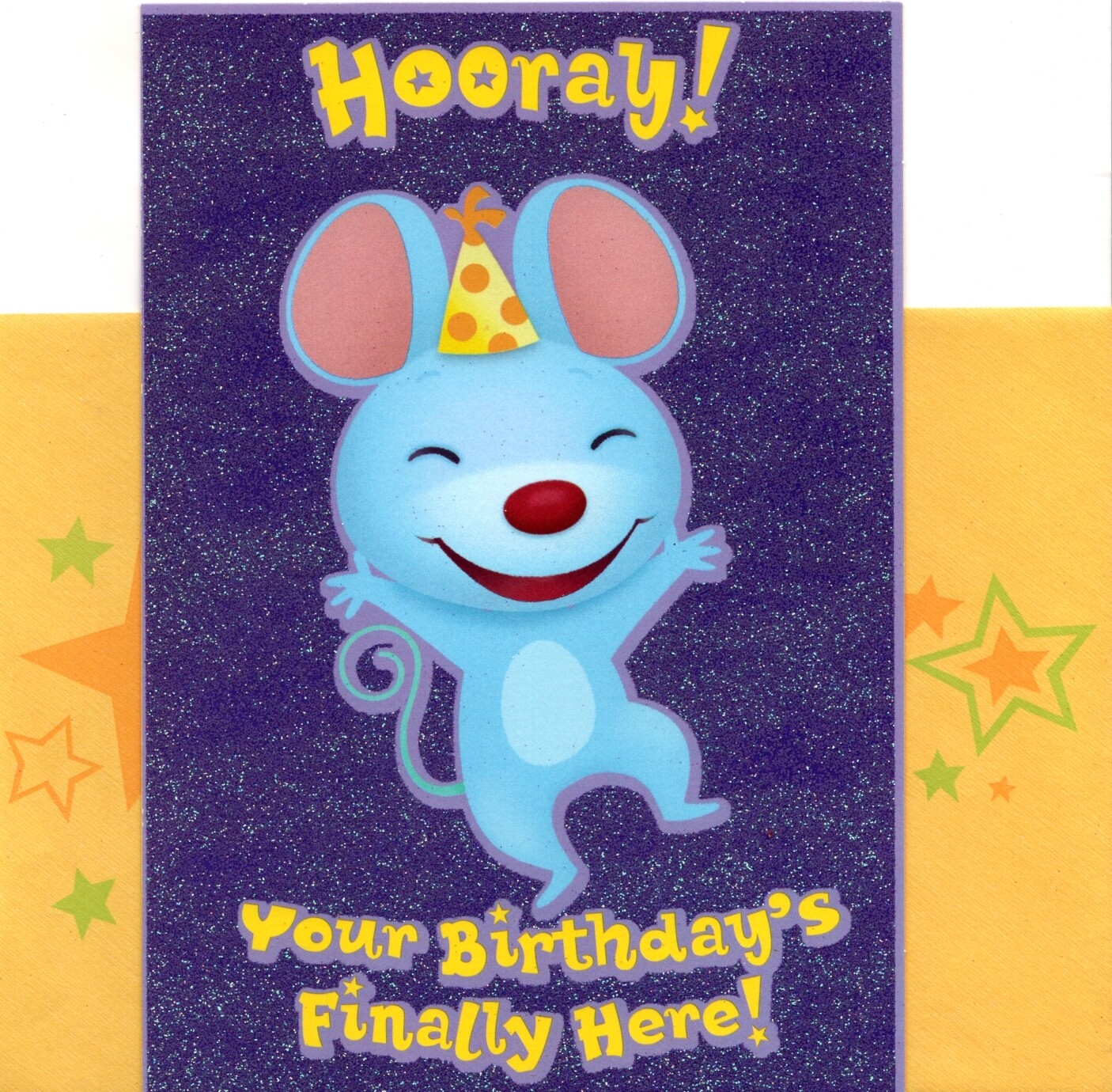 Happy Birthday Child Mouse Party Hat & Stars Hallmark Greeting Card gallery