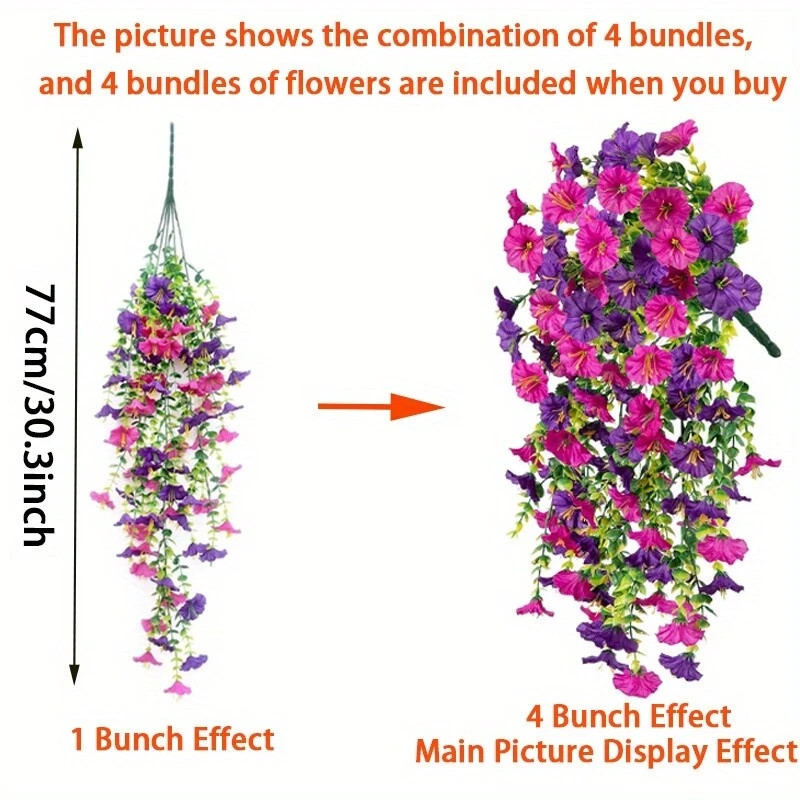 2PCS Artificial Morning Glory Vines UV Resistant Hanging Flowers Outdoor Decor gallery