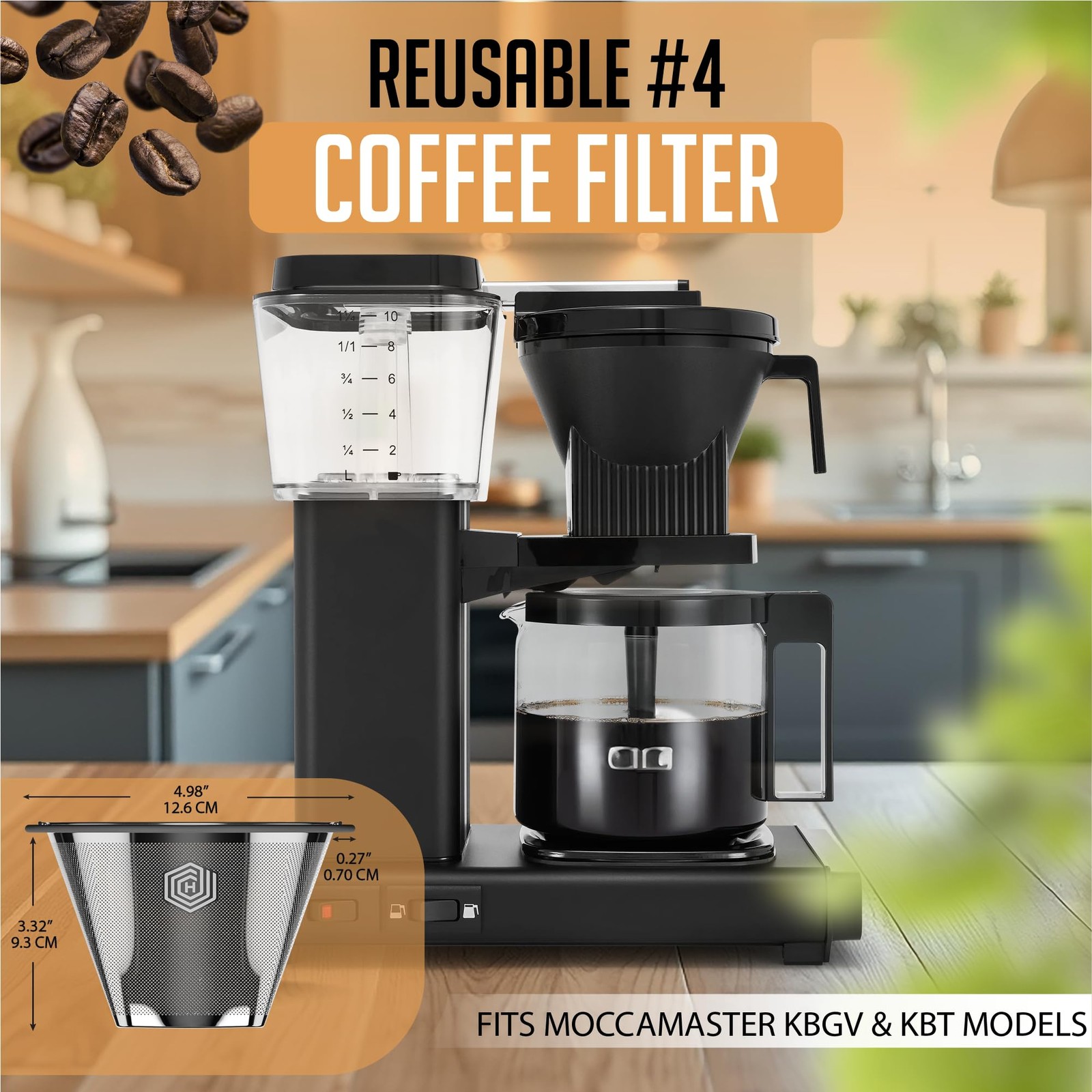 Reusable #4 Coffee Filter for Technivorm Moccamaster KBGV, KBT Coffee Machine... gallery