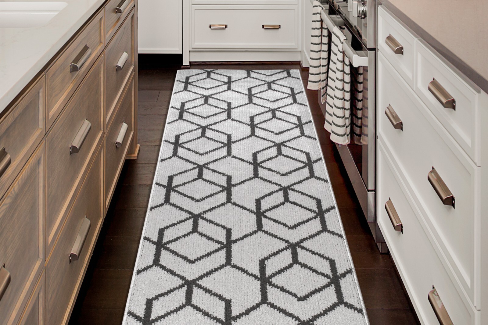 Custom Cut Carpet Runner Rug, Non Skid, 26 Wide X Your Choice of Length, Silver gallery