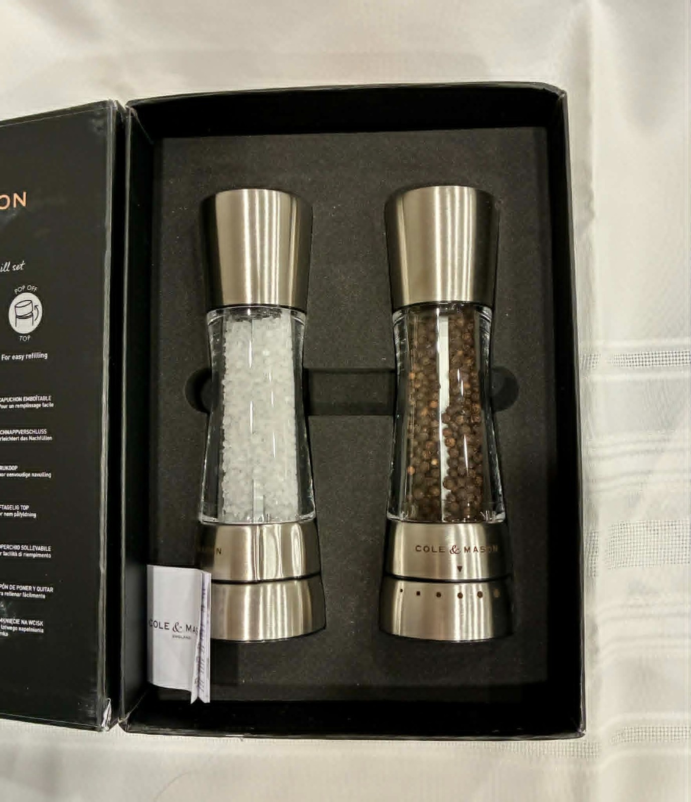 Cole & Mason Derwent Salt & Pepper Mill Set - Black Wood 7.5" Open Box free ship gallery