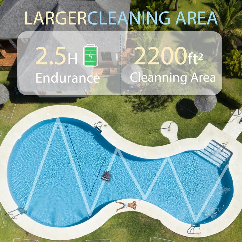 Cordless Robotic Pool Cleaner Automatic Pool Vacuum for In-Ground/Above GREY gallery