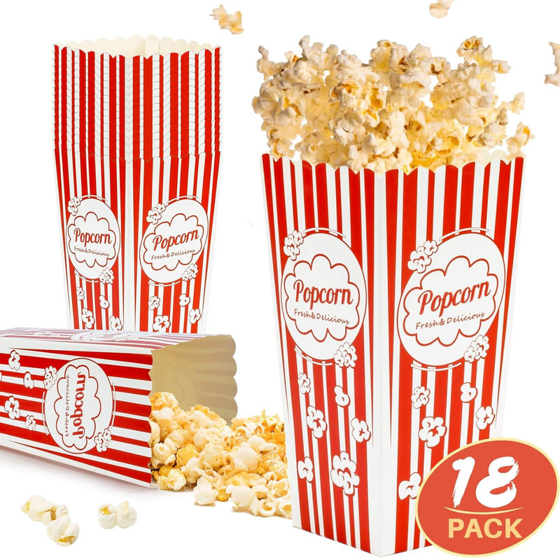 MAQIHAN 18 Popcorn Boxes Easy Assembly - 46Oz Square Popcorn Bowls Square Bucket gallery