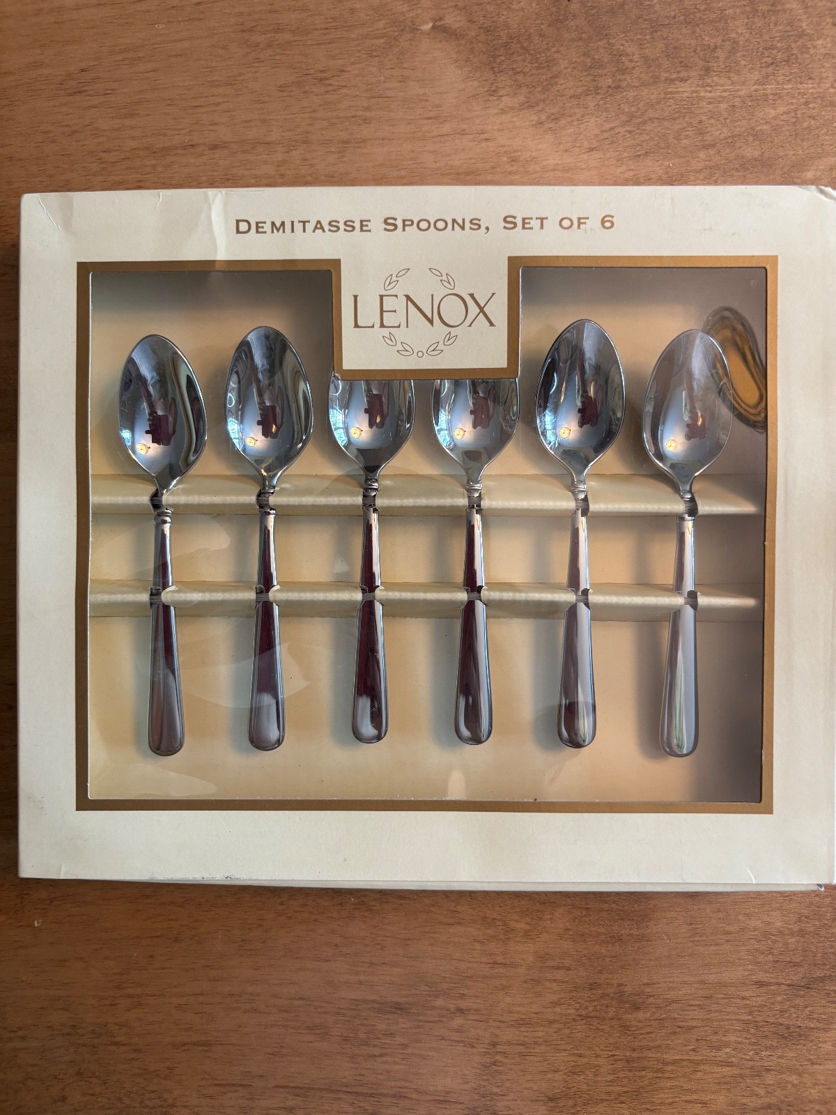 LENOX PEARL PLATINUM DEMITASSE SPOONS ESPRESSO SPOONS NIB SET OF 6 gallery